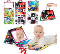 Specchio Bebe Montessori 0-18 Mesi Con Libro Interattivo Bianco E Nero, Giocatto