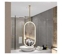 Specchio Bifacciale Da Soffitto For Bagno, Specchio Ovale Illuminato A LED, Dimmerabile E Girevole A Tre Colori, Asta Di Sospensione In Metallo Personalizzabile(Gold,40x80cm)