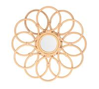 Specchio Boho in Rattan e Vetro Rotondo 45x11cm - Decorazione da Parete Vintage, Alta Definizione e Resistente, per Arredo Etnico e Spazi Salvaspazio