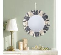 Specchio Circolare Appeso in Macramè, Elegante Specchio Decorativo Da Parete