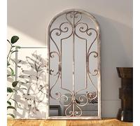Specchio color sabbia, 100 x 45 cm, cornice in ferro per interni, specchio da parete per soggiorno, corridoio, camera da letto, bagno, decorazione effetto luce
