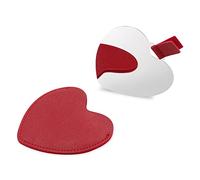Specchio compatto in acciaio inossidabile, a forma di cuore, infrangibile, con custodia in pelle PU, mini specchietto infrangibile, portatile, per borsa da viaggio, per donne e ragazze, rosso