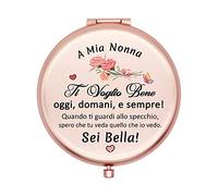 Specchio Compatto Nonna Regalo Compleanno Cosmetici Specchi Portatile Viaggio Pieghevole Citazione d'amore Inciso Specchio Tascabile Rotondo Personalizzato Donna Ragazze Natale Festa Mamma Ricordo