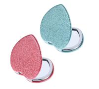 Specchio compatto per borsa, a forma di cuore, portatile, da viaggio, con ingrandimento, mini specchio cosmetico double-face, grazioso specchio per trucco tascabile con glitter, per donne e ragazze