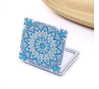 Specchio compatto per pittura a diamante, specchio tascabile portatile pieghevole con ingrandimento, kit artistico per adulti e principianti, regalo da donna (mandala blu)