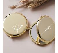 Specchio compatto personalizzato, regali per damigelle, specchio per il trucco con fiore di nascita, specchio da tasca per lei, regalo di ringraziamento per damigelle, regalo per addio al nubilato, re