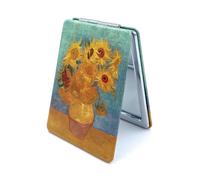 Specchio compatto quadrato Aeisage, specchio rettangolare da borsa, piccolo specchio cosmetico per borse, specchio portatile, Van Gogh Girasoli,