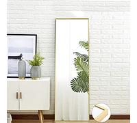 Specchio completo di lunghezza 150 x 40 cm, specchio su piedistallo a telaio singolo, grande specchio da parete HD con gancio, riflesso in vetro HD trasparente, infrangibile e leggero (oro, 150 x 40