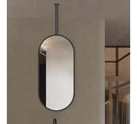 Specchio con Cornice in Metallo Nero da Appendere al soffitto, Specchio da Bagno da Parete, Specchio da Trucco Decorativo per Bagno, Camera da Letto, Soggiorno, Ingresso, spogliatoio (40 cm