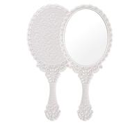 Specchio con Manico,Specchio Portatile Professionale,Specchio Barbiere con Comoda Maniglia,Specchio Cosmetico Forma Rotonda,Sostenibile e Durevole,Perfetto per Radersi o Applicare il Trucco (Bianco)