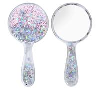 Specchio con Manico,Specchio Portatile Professionale,Specchio Barbiere con Comoda Maniglia,Specchio Cosmetico Forma Rotonda,Sostenibile e Durevole, Perfetto per Radersi o Applicare il Trucco (Rosa)