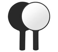 Specchio con Manico,Specchio Portatile Professionale,Specchio Barbiere con Comoda Maniglia,Specchio Cosmetico Forma Rotonda,Sostenibile e Durevole,Perfetto per Radersi o Applicare il Trucco (Nero)