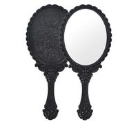 Specchio con Manico,Specchio Portatile Professionale,Specchio Barbiere con Comoda Maniglia,Specchio Cosmetico Forma Rotonda,Sostenibile e Durevole,Perfetto per Radersi o Applicare il Trucco (Nero)