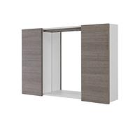 Specchio con mobiletto, Rovere Scuro, a Due Ante, Completo di faretti LED e mensole in Vetro Way