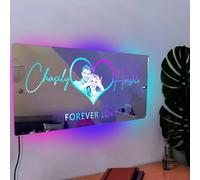 Specchio con nome dell'infinito personalizzato, a forma di cuore, con luce a LED, da appendere alla parete, decorazione artistica, decorazione per soggiorno, San Valentino, regalo di compleanno per