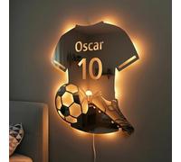 Specchio con Nome Personalizzato, Specchio LED Calciatore Illuminato, Lampada Decorativa, Luce Notturna da Parete, Idea Regalo per Coppia, Fidanzati, Marito o Moglie, Regalo per San Valentino