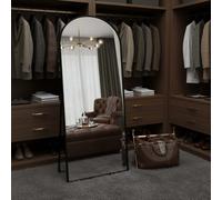 Specchio con supporto grande, supporto x 80 cm, arco, grillo in vetro HD, staffa da parete/pavimento, struttura in metallo, stile moderno di lusso, oro nero