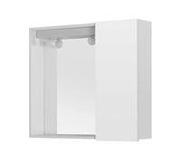 Specchio contenitore 68x61 cm bianco con anta e ripiano in vetro Desya