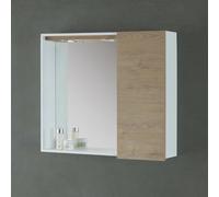 Specchio contenitore 68x61 cm dolomite con anta a destra e faretti LED Desya