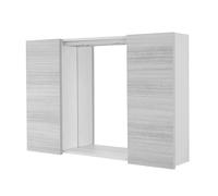 Specchio contenitore 91x61 cm grigio con pensili laterali e LED Desya