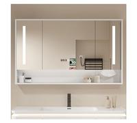 Specchio contenitore bagno，Smart mobile specchio bagno con LED luce，Armadietto da bagno sospeso，Armadietto a Specchio Antiappannamento，modalità a 3 colori，dimmerabile(B,W80*H70cm/W31.5*H27.6in)