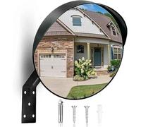 Specchio Convesso per Esterni, Specchio di Sicurezza Nero, Specchio Convesso Acrilico Ad Ampia Visione, Specchio Carrabile A Punto Cieco per Garage, Punto Cieco, Affari, Ufficio, 30 cm/12 in