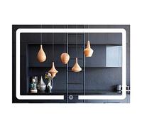 Specchio cosmetico a due colori intelligente a LED da 220 V, 80 x 130 cm, multifunzione, elettronico, anti-appannamento, illuminato, specchio da bagno orizzontale per trucco e toelettatura