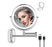 Specchio cosmetico con Ingrandimento, a LED da barba da parete girevole a 360° per bagno con illuminazione 1X / 10X