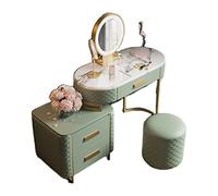 Specchio Cosmetico Con Luci E Set Da Tavolo Comò in marmo Armadietto portaoggetti Camera da letto Tavolo da trucco semplice Armadietto laterale a specchio verde con cassettiera Toeletta Vanità Teenage