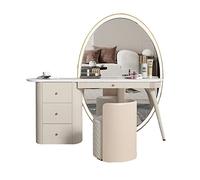 Specchio Cosmetico Con Luci E Set Da Tavolo Comò Tavolo da trucco Camera da letto Armadietto a specchio completo Set all-in-one Tavolo da trucco for trucco da donna Vanità Teenager Con Specchio E Sgab