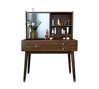 Specchio cosmetico con luci e set da tavolo in noce cassettiera multifunzionale specchio scorrevole tavolo per il trucco grande capacità ripiano aperto con 3 cassetti e portagioie vanità per