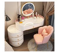 Specchio Cosmetico Con Luci E Set Da Tavolo Toeletta Camera da letto Semplice tavolo da trucco Tavolo portaoggetti Armadietto for trucco Specchio for trucco Sgabello for trucco Set combinato Vanità Te