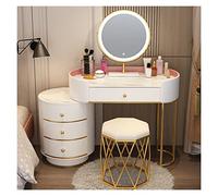 Specchio Cosmetico Con Luci E Set Da Tavolo Toeletta Camera da letto Semplice tavolo da trucco Tavolo portaoggetti Armadietto for trucco Specchio for trucco Sgabello for trucco Set combinato Vanità Te
