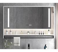 Specchio Cosmetico da Bagno con Contenitore,armadietto dei Medicinali Intelligente A Parete con Specchio A LED,armadietto dei Medicinali con Antiappannamento,Specchio per Il Trucc, C, 110 * 75 * 12CM