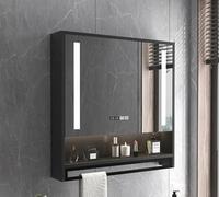Specchio Cosmetico da Bagno con Contenitore,armadietto dei Medicinali Intelligente A Parete con Specchio A LED,armadietto dei Medicinali con Antiappannamento,Specchio per Il Trucc, B, 60 * 75 * 12CM