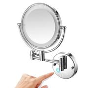 Specchio cosmetico da parete a due lati, girevole a 360°, allungabile, con touch screen per rasatura, 19,8 cm