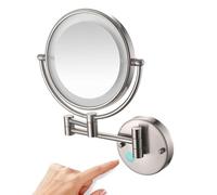 Specchio cosmetico da parete a due lati, girevole a 360°, allungabile, con touch screen per rasatura, 19,8 cm