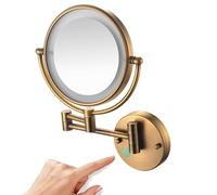 Specchio cosmetico da parete a due lati, girevole a 360°, allungabile, con touch screen per rasatura, 19,8 cm