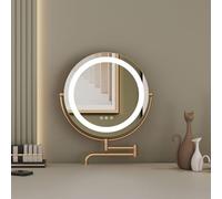 Specchio cosmetico illuminato con interruttore touch, specchio rotondo per il trucco, luci LED a 3 colori, luminosità regolabile, perfetto per lo styling dei capelli e la cura delle sopracciglia