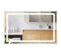 Specchio cosmetico intelligente a LED da 220 V, 80 x 130 cm, luce bicolore, multifunzione, elettronico, antiappannamento, design orizzontale, per servizi igienici e bagni, stile 5