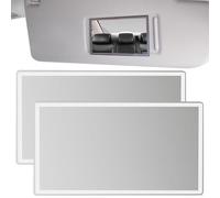 Specchio cosmetico per auto, 2 pezzi, autoadesivo, specchio per il trucco, specchio per il trucco, specchietto retrovisore per auto, parasole, camion, SUV, 15 x 8 cm, colore: bianco