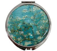 Specchio cosmetico portatile Nacreh, compatto, con doppio ingrandimento, pieghevole, tascabile, con design unico in madreperla (fiore di mandorlo)