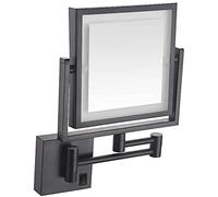 Specchio cosmetico quadrato da parete a LED, ricaricabile, ingrandimento 1x/3x, specchio cosmetico a due lati, specchio da bagno estensibile con luci brillanti