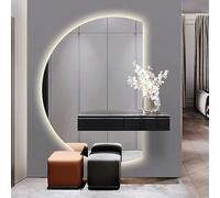 Specchio cosmetico regolabile da parete con illuminazione a LED, anti-appannamento, design semicircolare senza cornice, moderno Smart Touch Control, 119,4 cm, perfetto per la decorazione della casa.
