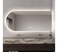 Specchio cosmetico retroilluminato a LED, anti-appannamento, touch screen, 40/48/51 pollici, montaggio a parete, 3 colori di illuminazione, dimmerabile, specchio per il trucco del bagno per il massimo