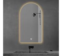 Specchio cosmetico retroilluminato a LED Antiappannamento Touch Control Specchio per trucco 40/48/51 pollici Design ad arco da parete 3 colori di illuminazione regolabili Specchio da bagno dimmerabile