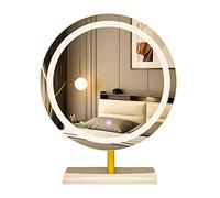 Specchio cosmetico rotondo per trucco, interruttore tattile per specchio per trucco a LED da tavolo con regolazione della luce a 3 colori Specchio HD, con luminosità regolabile, LED Dre (Oro 40 cm)