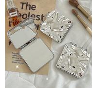 Specchio cosmetico, specchio cosmetico pieghevole con effetto rilievo a onde d'acqua in stile Y2K, specchio da toeletta compatto, specchio tascabile, piccolo specchio, decorazione per soggiorno, camer