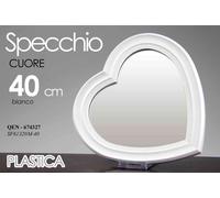 SPECCHIO FORMA CUORE IN PLASTICA BIANCO 40 CM QEN-674327