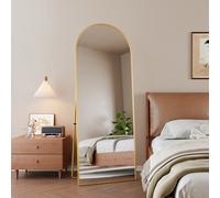 Specchio curvo a figura intera, specchio da terra 162 x 53 cm, specchio da parete grande o specchio da terra, specchio da toeletta, specchio da supporto, struttura in lega di alluminio, vetro Golden 1